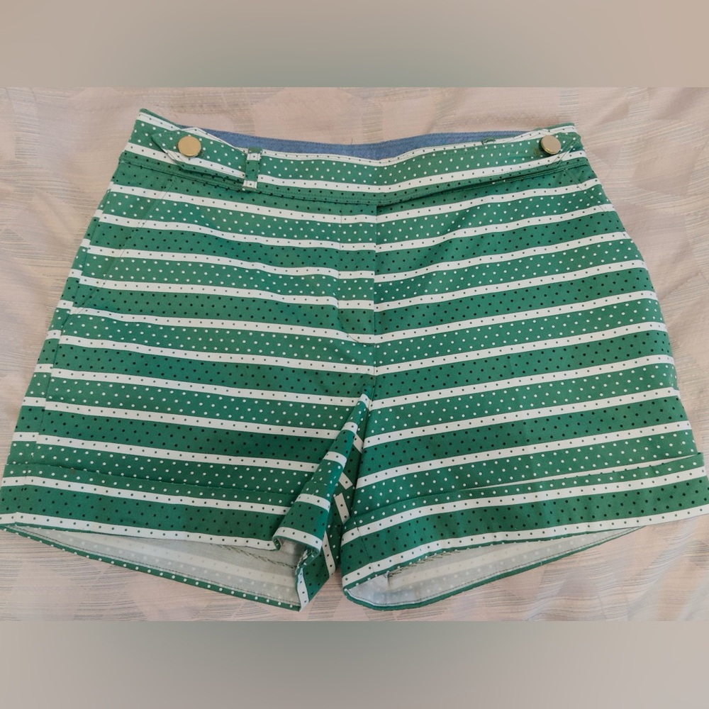 Anthropologie Green Striped and Polka Dot Shorts